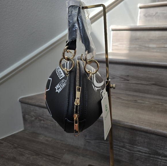 Football Design Women's Handbag - Black and White - Picture 8 of 12